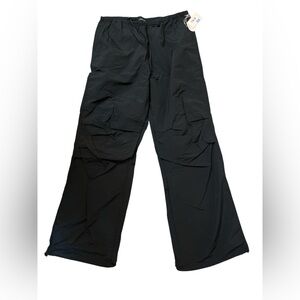 Blashe Black Parachute Wide-Leg Pants with Elastic Waist and Adjustable Hems NWT